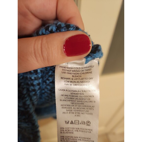 Free People Stateside Laguna Blue & Black Knit Striped Cardigan Buttons Size M - Picture 7 of 9